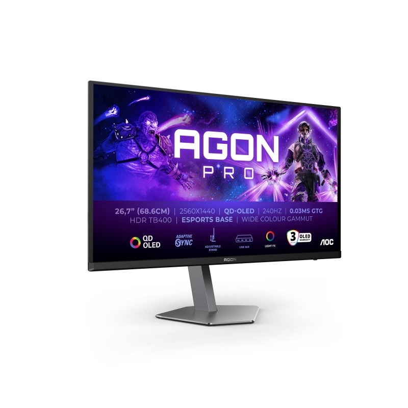 Monitor AOC Agon PRO AG276QZD22 – 27″ QD OLED (2560x1440), 240Hz, 0.03ms, Adaptive Sync, HDR TB400 2 AG276QZD2 2 Monitor AOC Agon PRO AG276QZD22 – 27″ QD OLED (2560x1440), 240Hz, 0.03ms, Adaptive Sync, HDR TB400 - Imagen 2