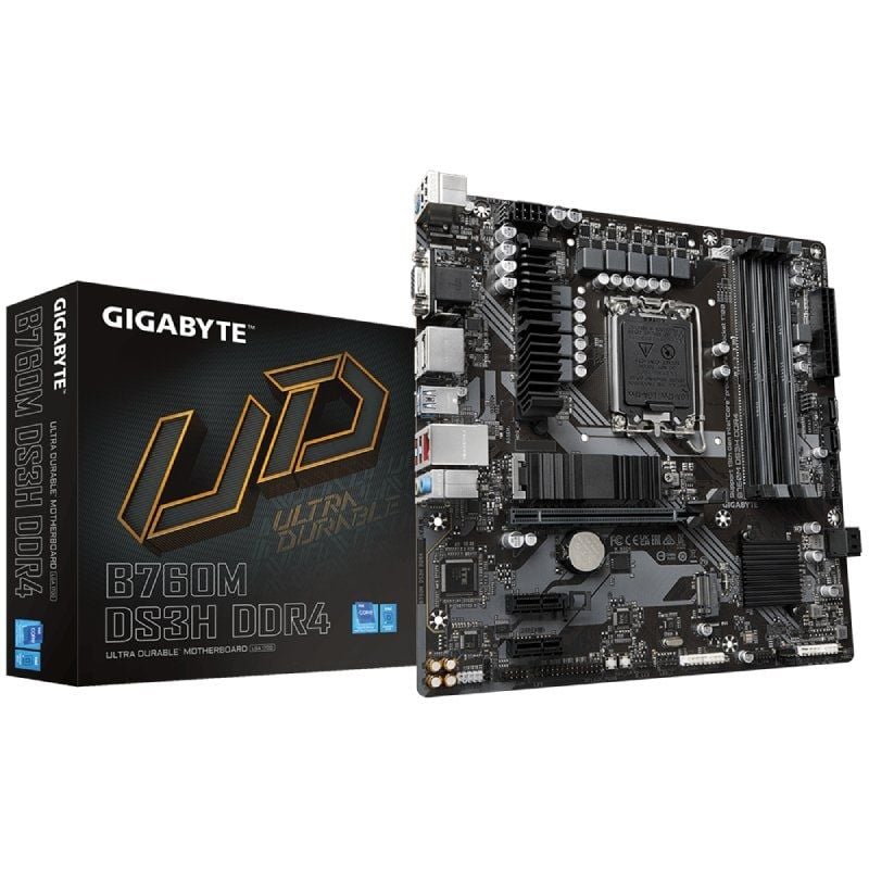 Motherboard GIGABYTE B760M DS3H DDR4 – LGA 1700, DDR4 1 GIGABYTE B760M DS3H DDR4 Motherboard GIGABYTE B760M DS3H DDR4 – LGA 1700, DDR4