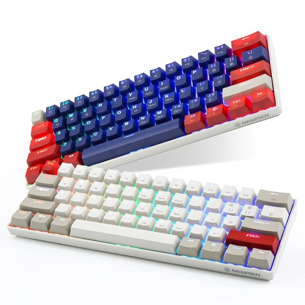 Teclado Mecánico Newmen GM610 – 60%, Bluetooth, Hotswappable, Brown MX Switches, RGB, SET de Keycaps Extra
