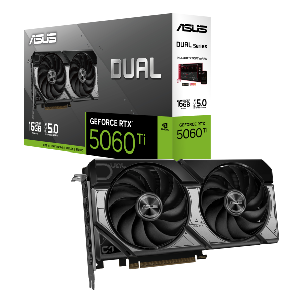 GPU Asus Dual RTX 5060 Ti - 16GB GDDR7, DLSS4, Dual Fan, RayTracing, Reflex 2