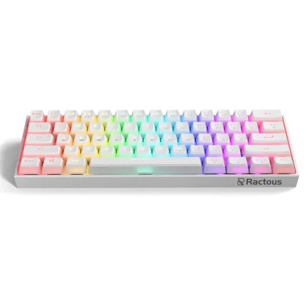 Teclado Mecánico Ractous RTK61 – 60%, Hotswappable, Brown Optical Switches, RGB, Win/MacOS