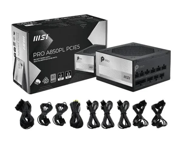 Power Supply MSI PRO A850PL PCIE5 – 80+ Platinium, Pcie 5.1, ATX 3.1, Full Modular